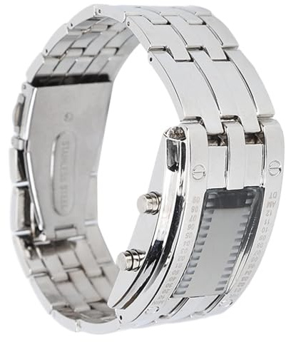 Beufee Herrenuhr, Modische Digitaluhr Mit Binärem Zeitmodus, Legierung, LED-Digitaluhren, wasserdichte Armbanduhr Sport Armbanduhren Für Damen Und Herren(Silber)