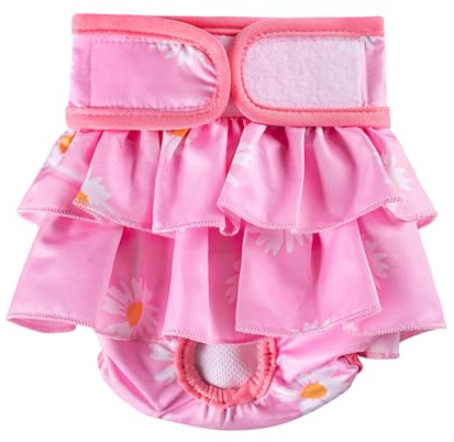 BePetMia Waschbare Windeln für Hunde, Wiederverwendbare Hundewindeln, Umweltfreundliche Damenbinden Höschen, Hygiene-Unterhose für Hunde in Hitze (M: 40-55cm, Rose)