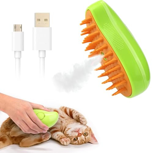 Katzenbürste mit Dampf,Dampfbürste Brush Katze,Katzen Bürste 3-In-1, Cat Steamy Brush Tierhaarbürste Fellbürste Katzen Massagebürste Beseitigen Sie Fliegende Haare für Katze und Hund