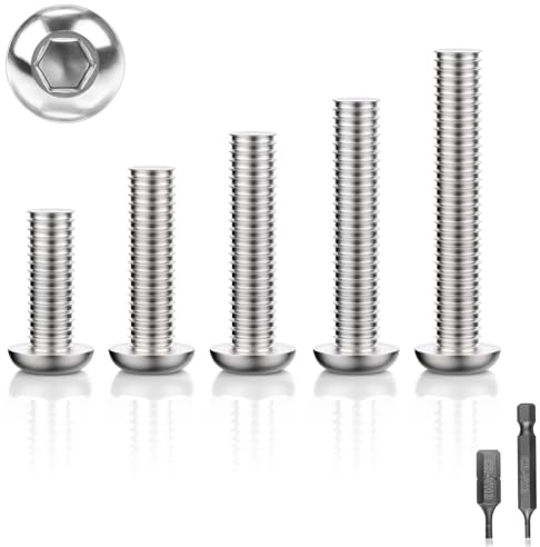 70 Stück Schrauben M5x12 Linsenkopfschrauben Edelstahlschrauben Flachkopfschrauben Rundkopfschrauben Sechskantschrauben Gewindeschrauben Senkkopfschrauben mit 2 Pcs H2.5 Innensechskant-Bits(Silber)
