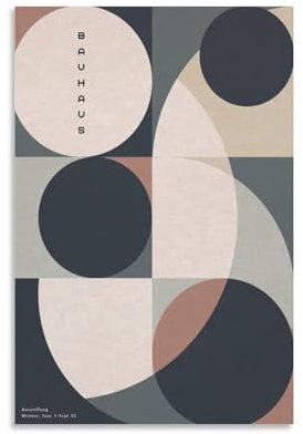 Bauhaus-Ausstellungsposter, Bauhaus, geometrische Kreise und Quadrate, Ausstellungsposter, Druck, Kunst, Wandmalerei, Leinwand, Poster, moderne Schlafzimmer-Dekoration, 20 x 30 cm