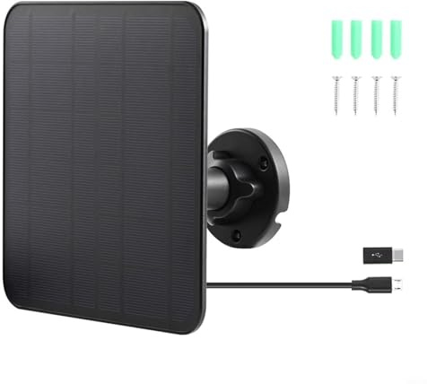 FUBESK Solar Panel Charger for Ring Video Doorbell,5W 5V Solar Panel Charger for Ring Camera,360° Adjustable Bracket with 9.8FT Power Cable(Black)
