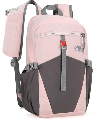 Outplea 12L Wanderrucksack Klein Leichter, Kleiner Rucksack Lässig Herren Damen, Mini Daypacks für Wandern Radfahren Outdoor Schule, Rosa