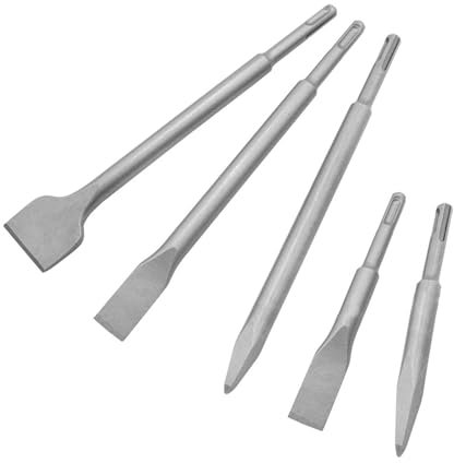 Meichoon Martillo Cinceles Juego de 5 Cinceles Puntiagudos Cinceles Planos Cinceles Planos Anchos Martillo Rotativo Puntas Herramientas para el Hogar Ladrillos DC603 C