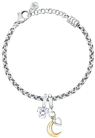 Morellato Bracciale Donna in Acciaio, Zirconi, Collezione DROPS, Luna e Cuori - SCZ1375