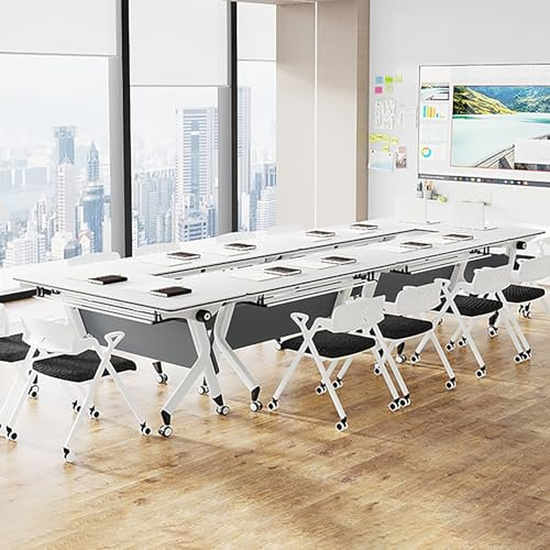 EAHKMETQ Klappbarer Konferenztisch, rechteckiger modularer Besprechungs- und Seminartisch, mobiler Schulungstisch mit Klappplatte, geeignet für Büro, Besprechungsraum, Klassenzimmer (120 x