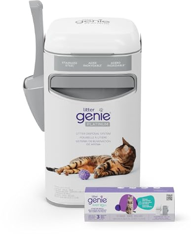 Litter Genie Platinum hink tillverkad av hållbart rostfritt stål inkluderar 1 enkel påfyllning av rulle