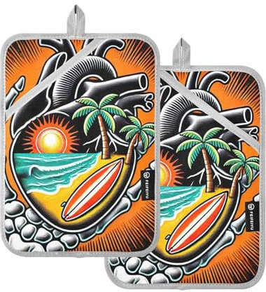 Presina a forma di cuore con scheletro, resistente al calore, 2 cuscinetti resistenti al calore