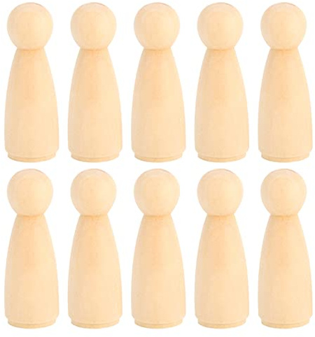 ANKROYU 10 Stück unvollendete Holzpflockpuppen, 75 mm unvollendete Pflockmenschenpuppe, Holzfiguren weiblich männlich, schlichte Holzfiguren zum Bemalen von Figurenhandwerk