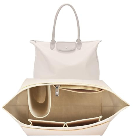 BOOSHMall Organizer für Longchamp Tasche, Tascheneinsatz-Organizer, Multi Pocket Handtasche Einsatz, Geldbörsenzubehör für Fächer Geschenke für Frauen, Beige,S