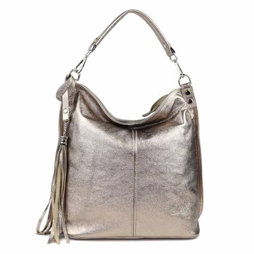 OBC Made IN Italy Damen XL Leder Tasche Business Shopper Schultertasche Ledertasche Umhängetasche Handtasche Nappaleder Bronze