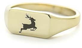 ANEMONE JEWELRY Gold Deer Siegelring - Benutzerdefinierte Jäger Schmuck - Zarten Unisex-Ring