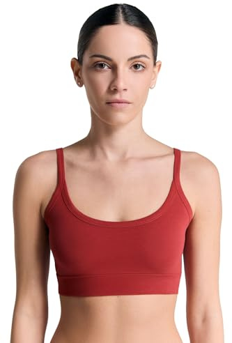 ALBERO NATUR Dam bustier ekologisk bomull sport bh undertröja yoga pilates, Röd ockra, L