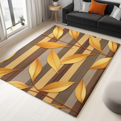 Tappeto da decorazione Oro Design Semplici Ed Eleganti Foglie Di Salice, 120 x 180 cm Tappeto per interni di facile manutenzione, zerbino ecologico per interni - per la camera dei bambini