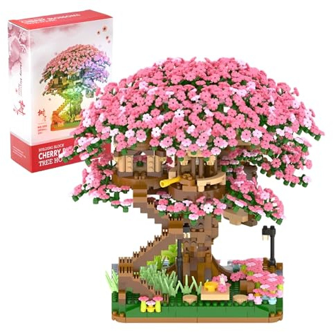 Sakura Treehouse Building Blocks Set - 2008PCS Cherry Blossom Courtyard Bricks Kit, Architecture Model, Home Decor, City Street View, Birthday Gift for Adults and Kids