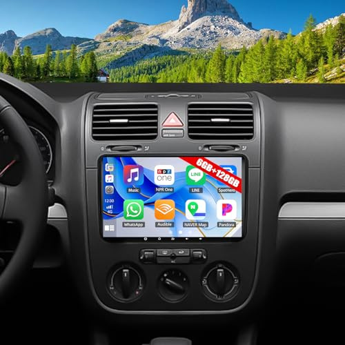 SIXTOP 8-Core 6G+128G Android Car Stereo for VW Polo Caddy Tiguan Transporter T5 Golf 5 6 Skoda Seat with Wireless CarPlay Android Auto 9 Touch Screen Car Radio Bluetooth 5.0 32EQ GPS FM Rear Camera