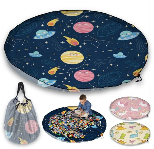 Kinder Aufräumsack Spieldecke Kordelzug Aufbewahrung Spielzeug, Weltraum | 150cm XL Faltbar Spielzeugaufbewahrung Kinderzimmer | Play And Go Spielzeugsack - Schnelle Reinigung