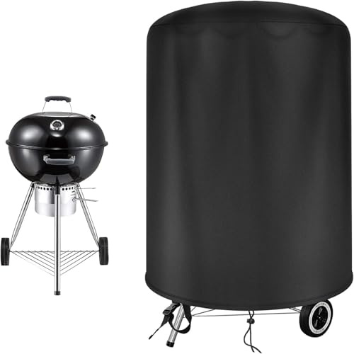 Abdeckung, Grillabdeckung Wetterfest Kugelgrill Abdeckhaube, 420D Oxford Holzkohlegrill Abdeckplane Wasserdicht Reißfest UV Schutz Grill vor Verblassen für Weber Holzkohlegrill (58 x 77 cm)