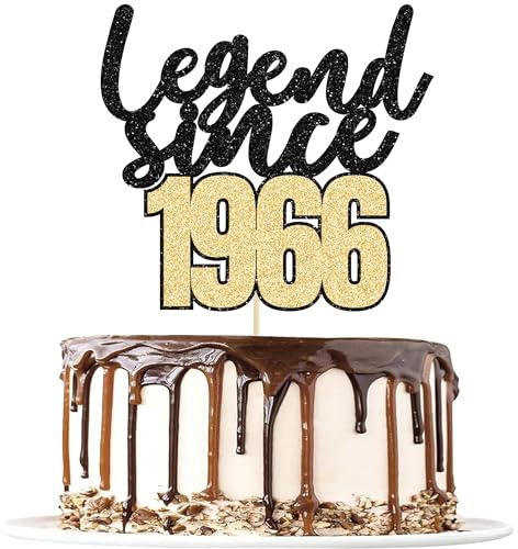 Gyufise 1Pcs Legend Since 1966 Cake Topper 60th Birthday Cake Decoration Hello 60 Funny 60 and Fabulous Decoration for 60th Wedding Anniversary Birthday Party Decoration Supplies