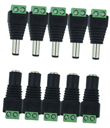 IWOWHERO 5 pezzi Adattatore Connettore Alimentazione Dc Maschio Femmina con Viti Facile Installazione per Strisce LED Rgb e Telecamere Cctv