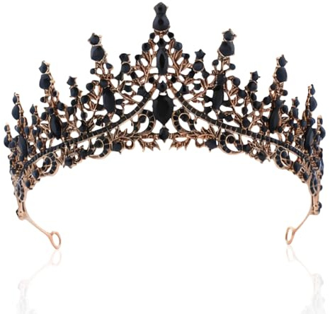 Krone,Black Crown,Tiara Schwarz,Schwarze Diadem Damen,Halloween Gothic Kristall,Swan Hochzeit KöNigin,Prinzessin Queen Vintage,Elegante Elfe FüR Kopfschmuck,Kristall-Tiara-Krone,Prinzessinnenkrone