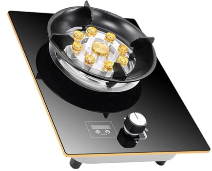 THEGA Fornello A Gas per Interni da 5,2 KW - Piano Cottura A con Un Solo Bruciatore, Indipendente in Vetro Temperato, Accensione Automatica, per Cucina, Campeggio, Camper(LPG)