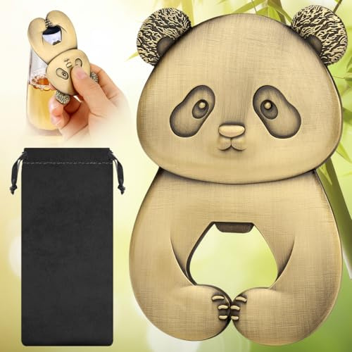 LULLEA Panda Bottle Opener, Fun Animal Gifts for Women Men Panda Lovers, Bronze Pub Bar Accessory with Gift Bag, Ideal Gifts for Birthday, Father’s Day, Christmas, Pub Nights