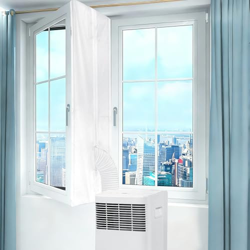 DARENYI 400 x 31cm Klimaanlage Fensterabdichtung für Mobile Klimageräte | Hot Air Stop zum Anbringen an Fenster, Double Zip für Wäschetrockner, Ablufttrockne, Dachfenster, Flügelfenster Kippfenster