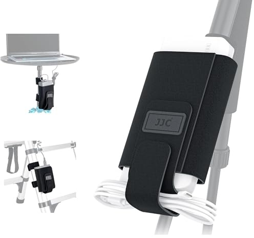 JJC Adjustable Straps Pouch Cradle, Equipment Mounting Strap Holder for Power Bank on Tripod for Long Time Photography, Remote/Off-Camera Flash/Hard Drive/Smartphon onto Tripod