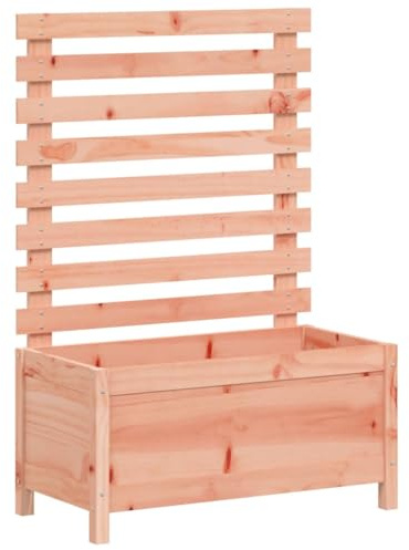 QJBSAVVA Fioriera con traliccio, 79 x 39,5 x 114 cm, aiuola rialzata in legno massiccio di Douglas per piante rampicanti e fiori, robusta fioriera con traliccio per giardino, terrazza e balcone