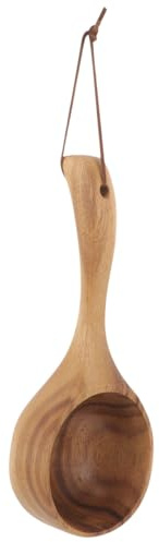 OSOLADY Cuillère à Eau Bain en Bois Marron Pratique et Confortable, Louche à Sauna au Design Unique, Jardinage Cantine