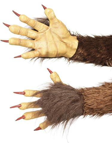 Beast / Krampus Demon Gloves, Brown, Latex, with Fur