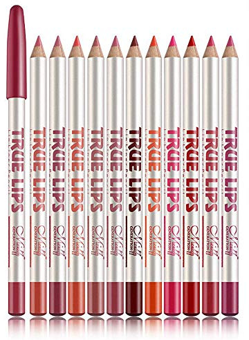 Kailisen Pencil Lápiz Delineador De Labios De Larga Duración, Set De 12 Unidades
