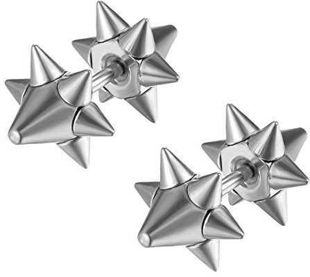 JewelryWe Punk Rock Style Nitar Örhängen Rostfritt Stål Skruv Bakre Örhängen för Män Kvinnor e rostfritt stål, colore: Silver(one Pair), cod. JW184P0033