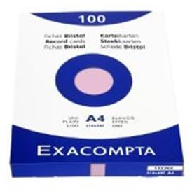 EXACOMPTA Karteikarte, blanko, A4, Karton, 205 g/m², rosa (100 Stück), Sie erhalten 1 Packung á 100 Stück