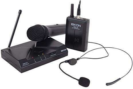 PROEL EIKON WM101KITV2 - Microfoni UHF Wireless, Radiomicrofono ad Archetto + Palmare a frequenza fissa, Nero (WM101KITV2)