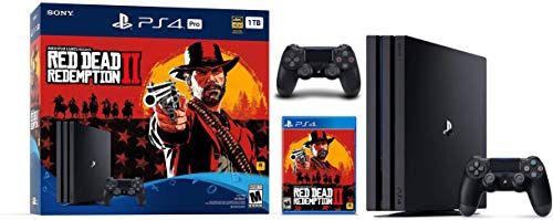 Sony PlayStation 4 Pro 1TB SSD Console - Red Dead Redemption 2 Game Bundle with DualShock-4 Wireless Controller, AMD 8 Cores Processor (Renewed)