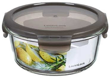 LocknLock OVEN GLASS Frischhaltedosen Glas mit Deckel | 650 ml Rund, Ø155 x 75 mm | Kühlschrank, Gefriertruhe & Spülmaschine | Borosilikat-Glas bis 400°C ofenfest | Mikrowellengeschirr mit Deckel