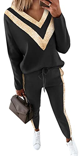 Onsoyours Primavera Tuta da Ginnastica Donna Elegante Tute Felpa con Cappuccio + Pantaloni Set Ragazze Pullover Tops Casual E Modello-V S