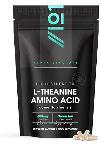 L-Theanine 400mg from Green Tea - 90 Vegan Capsules - Amino Acid Supplement – Resealable and Recyclable Pouch by Alpha01