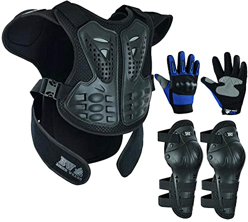 Biker Wears Childrens Kids Motorbike Safety Protective Body Armour Protection With Back Protector Great For Sporting Activities With Knee pad & Hard Knuckle Glove Suit