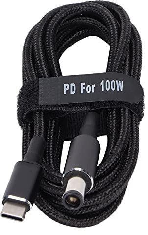 Annadue USB C Type‑C to DC 7.4 x 5.0mm Laptop Fast Charging Cable, 100W(20V/5A) PD Power Charger Supply Braided Extension Cord, for N3010, 15 3521 3537 3531, etc. (2 meters)