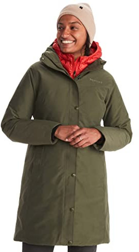 Marmot Donna Wm's Chelsea Coat, Piumino leggero, parka impermeabile in piuma, caldo cappotto invernale, giacca invernale antipioggia, giacca outdoor con cappuccio, Nori, M