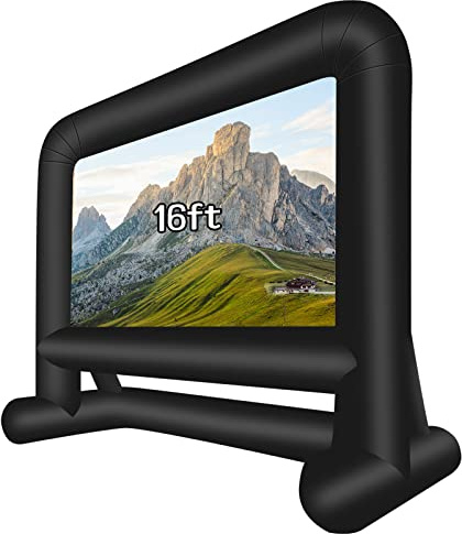Ballsea Inflatable Projector Screen, 16Ft Portable Projector Screens with Blower for Outside Indoor 16:9 HD Double-Sided Front Rear Projection Movie Screen for Backyard Party Travel Home Theater