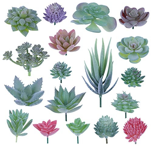18 Pack Artificial Succulent Plants Artificial Mini Fake Plant for Lotus Landscape Decorative Garden Arrangement Decor (18)