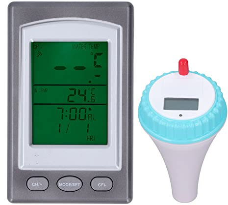 Asixxsix Schwimmendes Pool-Thermometer, Kabelloses, Digitales Pool-Thermometer mit LCD-Anzeige für den Innenbereich, Batteriebetriebene Wasserthermometer, Schwimmend, Leicht Ablesbar