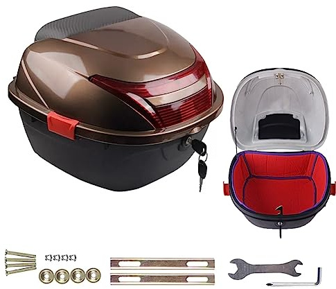 AVIITI Top Box Für Motorräder Wasserdichter Motorrad-Roller-Koffer Für Store Helmet Großes Reisegepäck,Braun,39x42x28cm