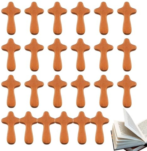Motivationsgeschenke Handschmeichler, 24 Stück Handkreuz Und Handschmeichler, Handkreuz, Kleines Holzkreuz Zum Beten, Auch Als Sterbekreuz, Handgefertigt, Um In Ihre Hand Zu Passen, Schöne Maserung