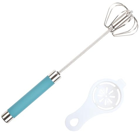 KLOP256 Halbautomatischer Schneebesen Handmixer RüHrer Schneebesen Mini Schneebesen Mixer Rotierender KüChenmaschinen MilchaufschäUmer Aus Edelstahl Zum Schneebesen Schlagen Und RüHren