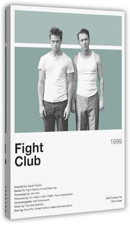EYEZER Fight Club Filmposter auf Leinwand, Poster, Wandkunst, Dekor, Bild, Gemälde für Wohnzimmer, Schlafzimmer, Dekoration, Rahmenstil, 20 x 30 cm